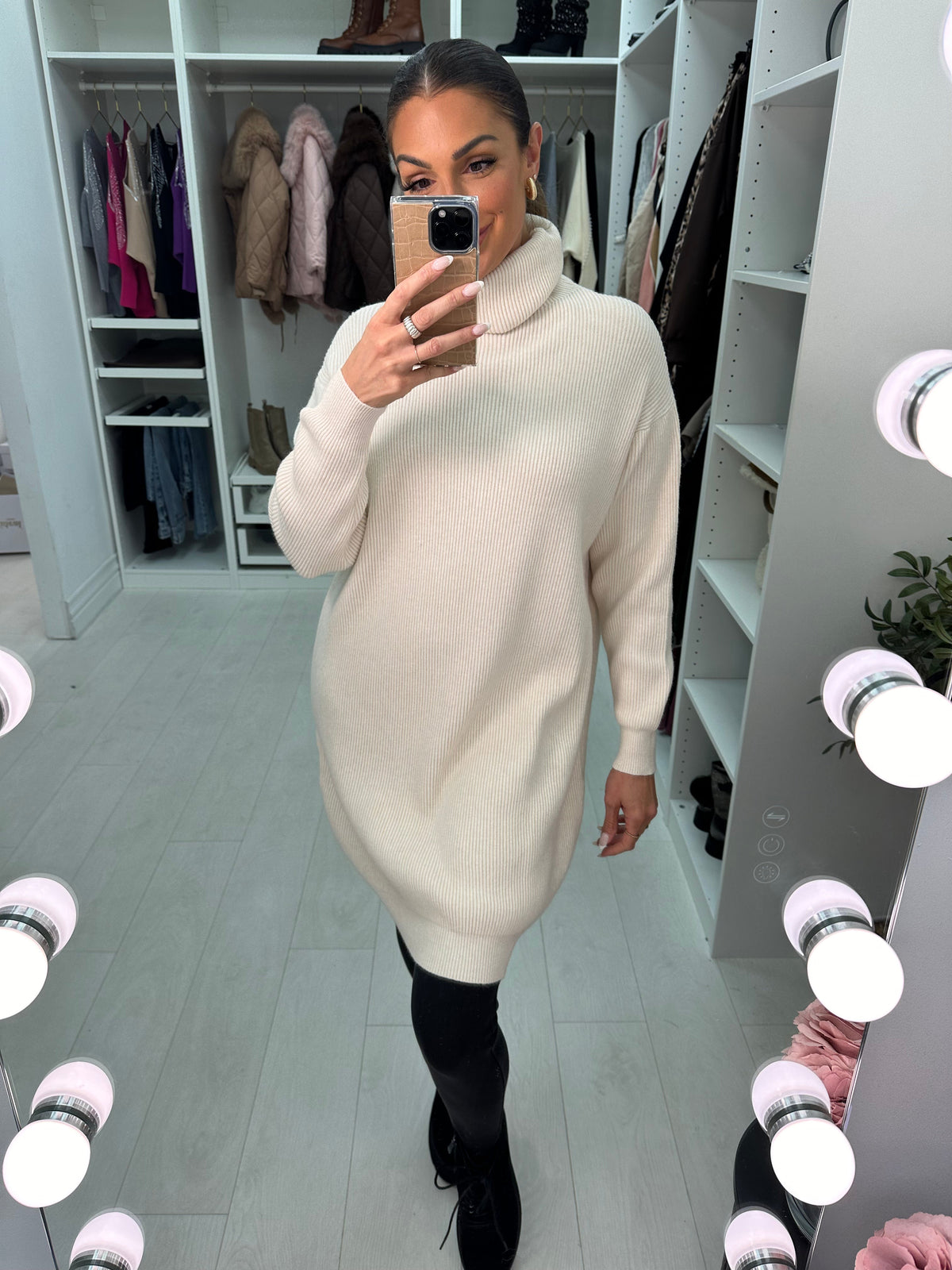 Rachael Ribbed Roll Neck Knit Dress