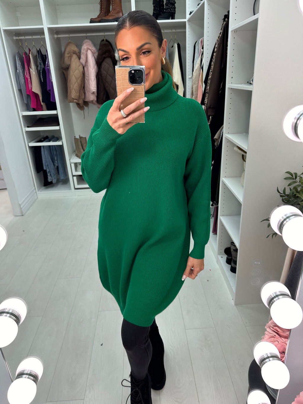 Rachael Ribbed Roll Neck Knit Dress