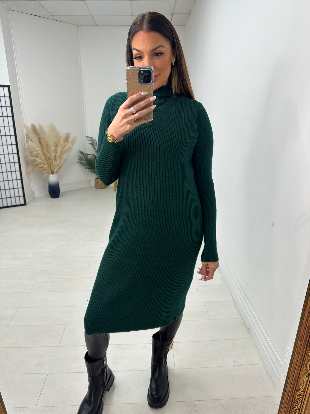 Evelina Plain Ribbed 2 Piece Dress Co-Ord Set
