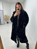 Michelle Faux Fur Belted Long Coat