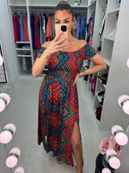 Octarna Graphic Print Split Front Dress