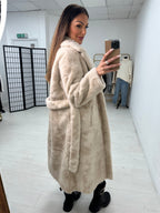Michelle Faux Fur Belted Long Coat