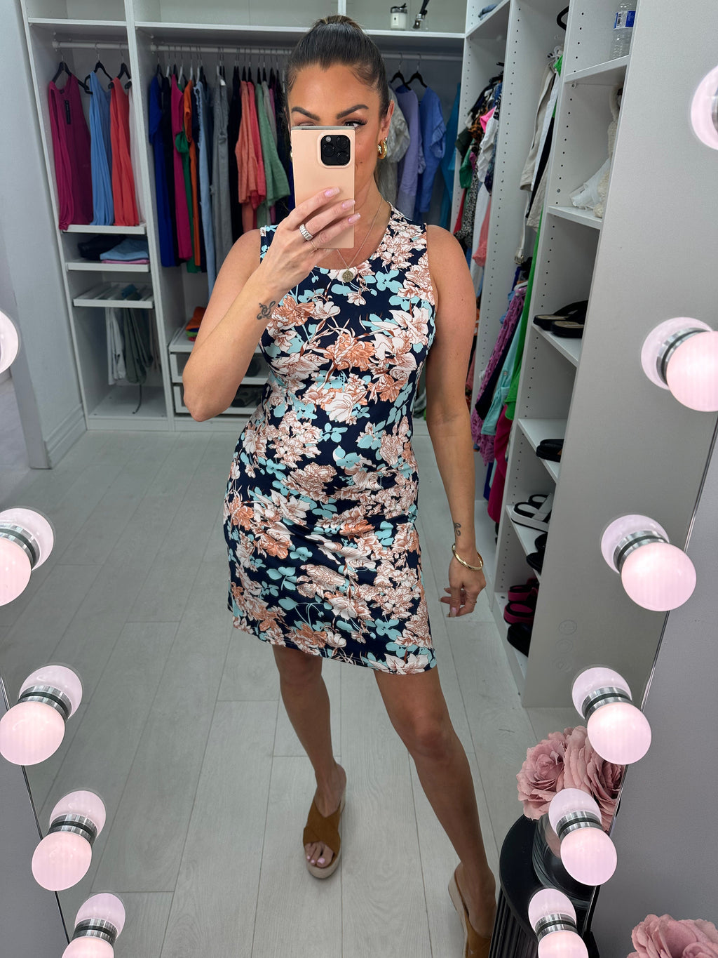 Bowers Navy Floral Print Shift Dress