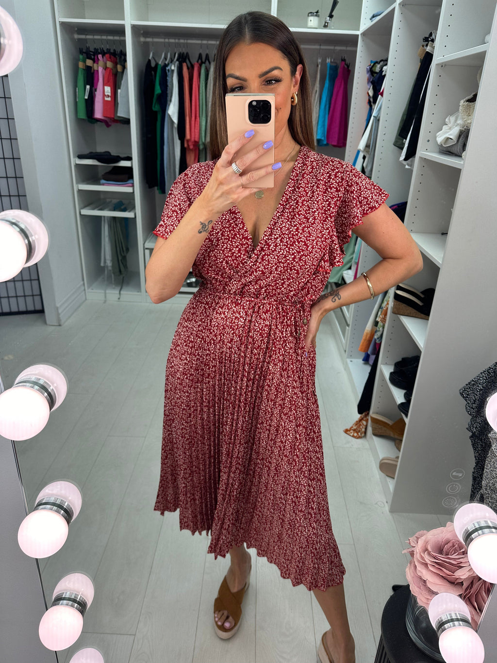Trudy Wrap Effect Pleat Dress