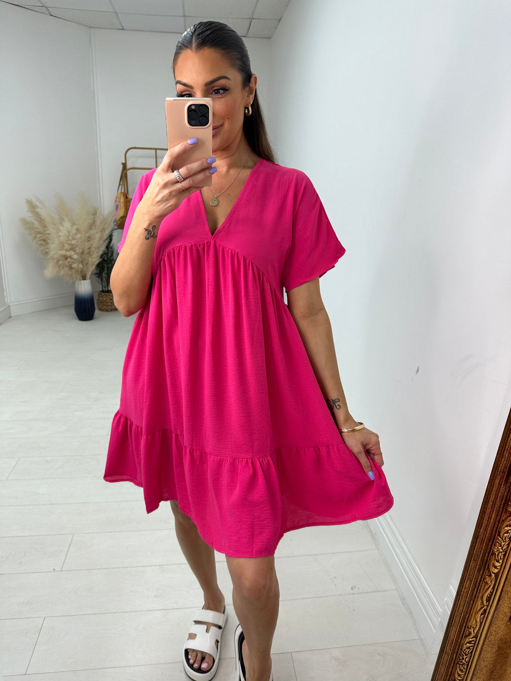 Amyra Floaty Tiered Smock Dress