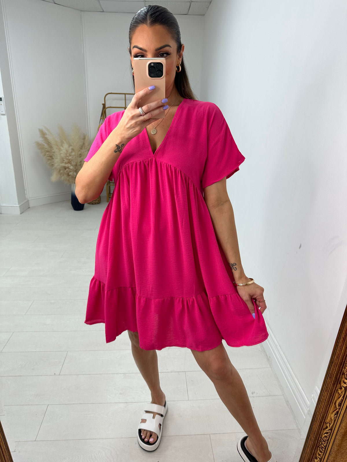 Amyra Floaty Tiered Smock Dress