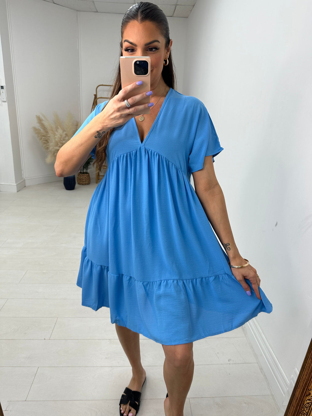 Amyra Floaty Tiered Smock Dress