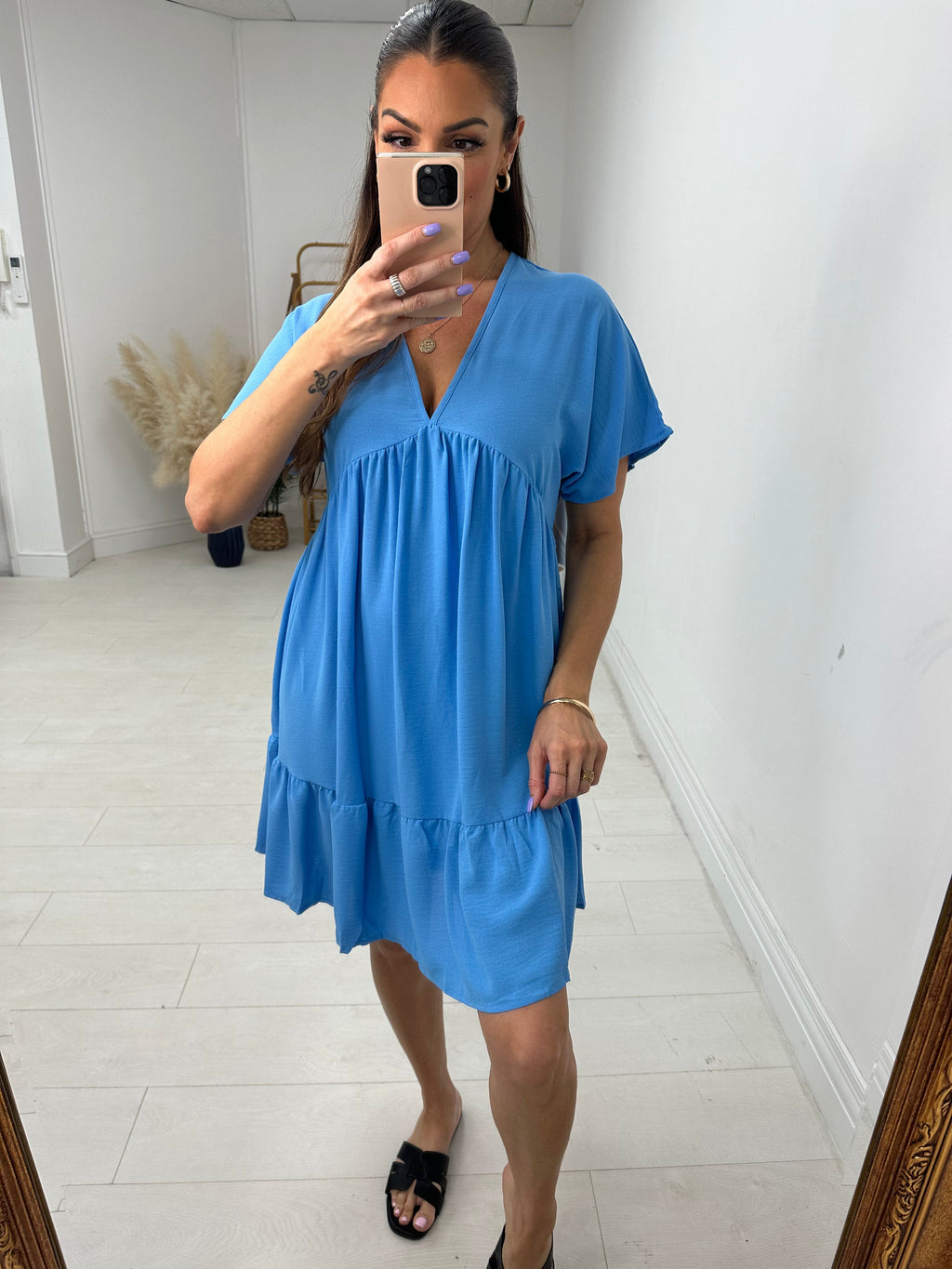 Amyra Floaty Tiered Smock Dress