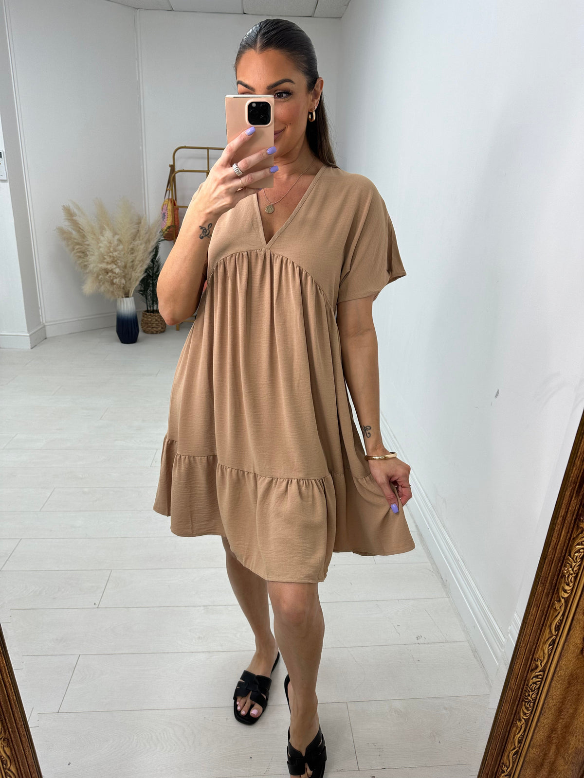Amyra Floaty Tiered Smock Dress
