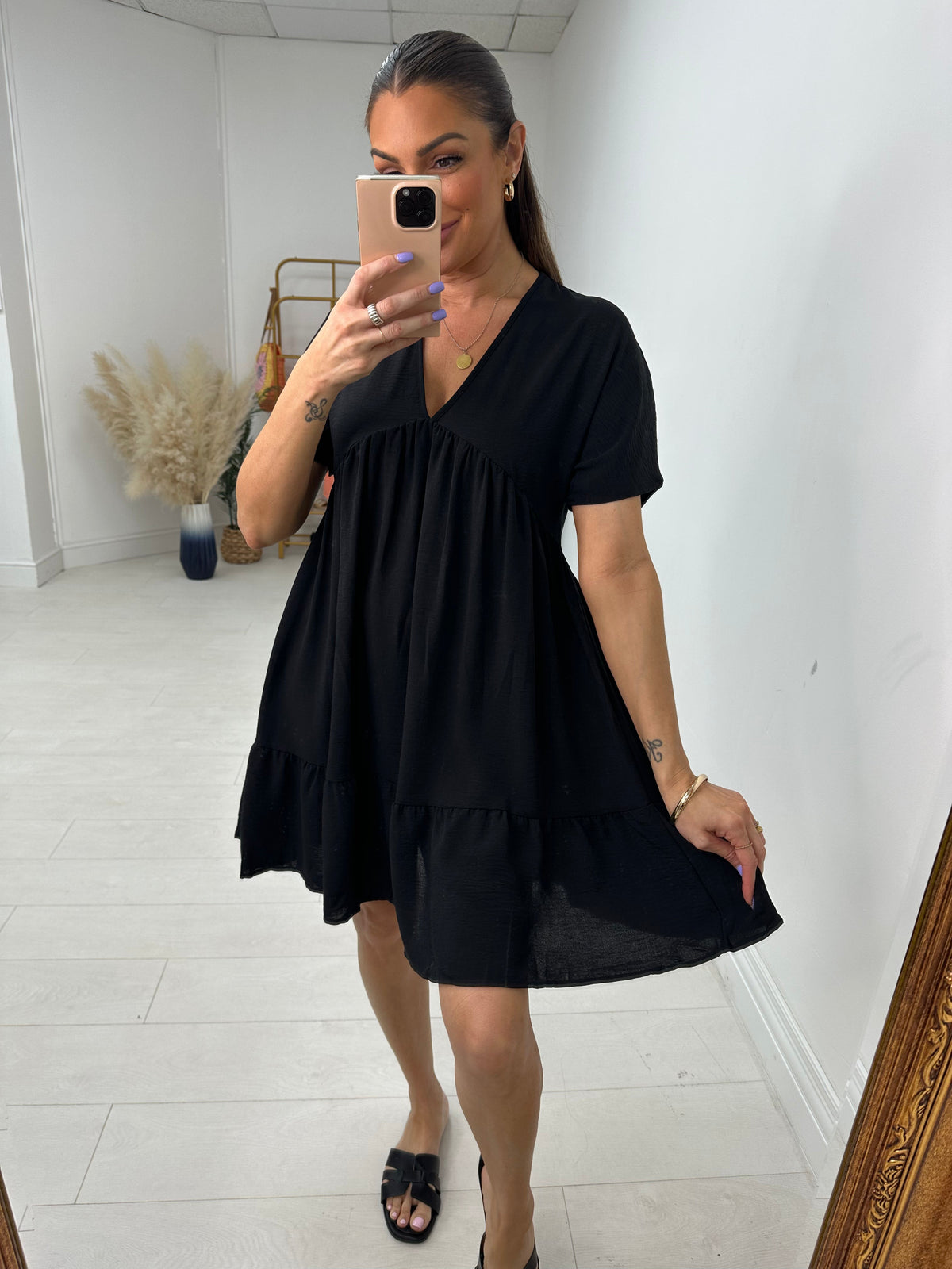Amyra Floaty Tiered Smock Dress