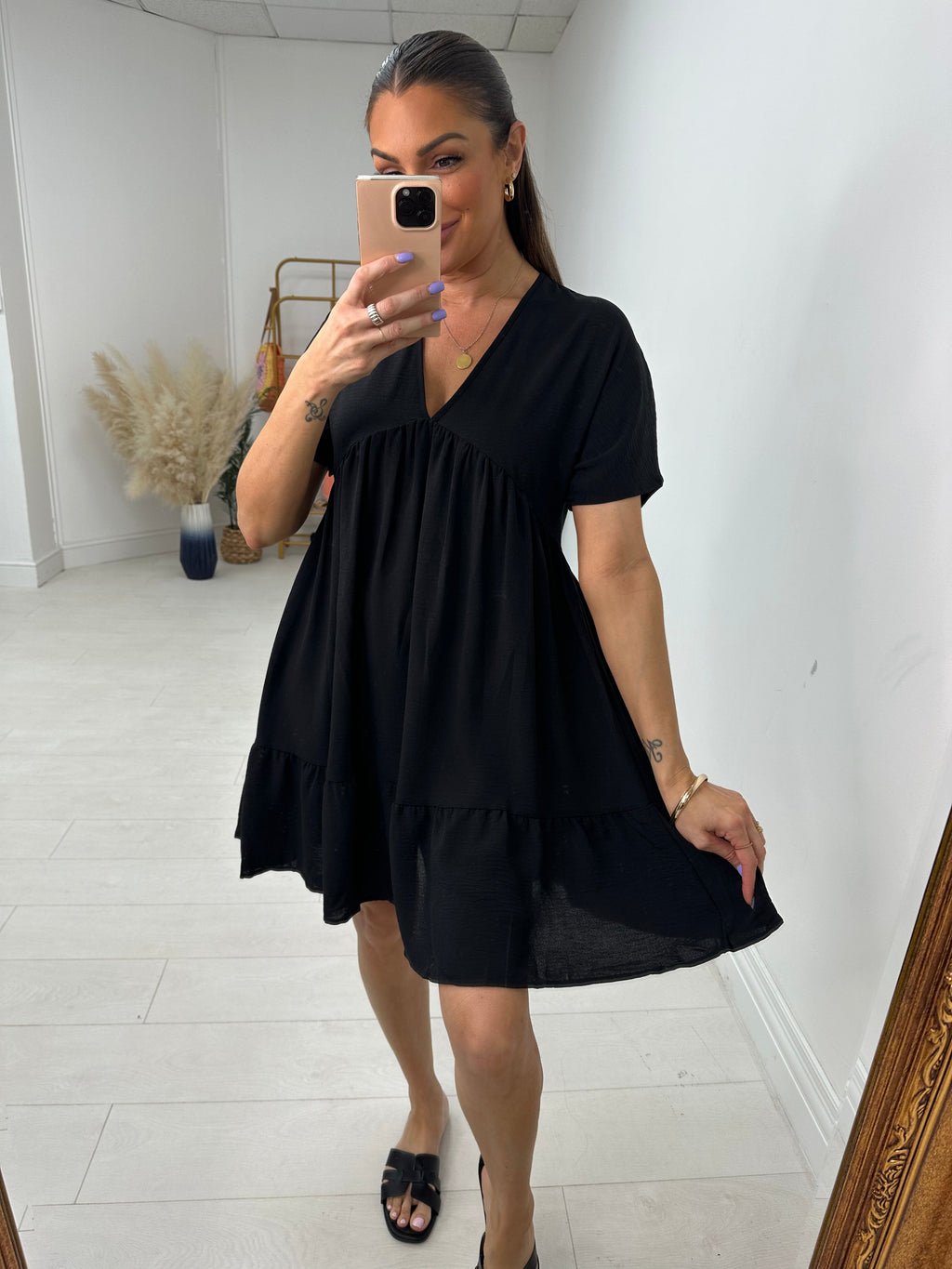 Amyra Floaty Tiered Smock Dress