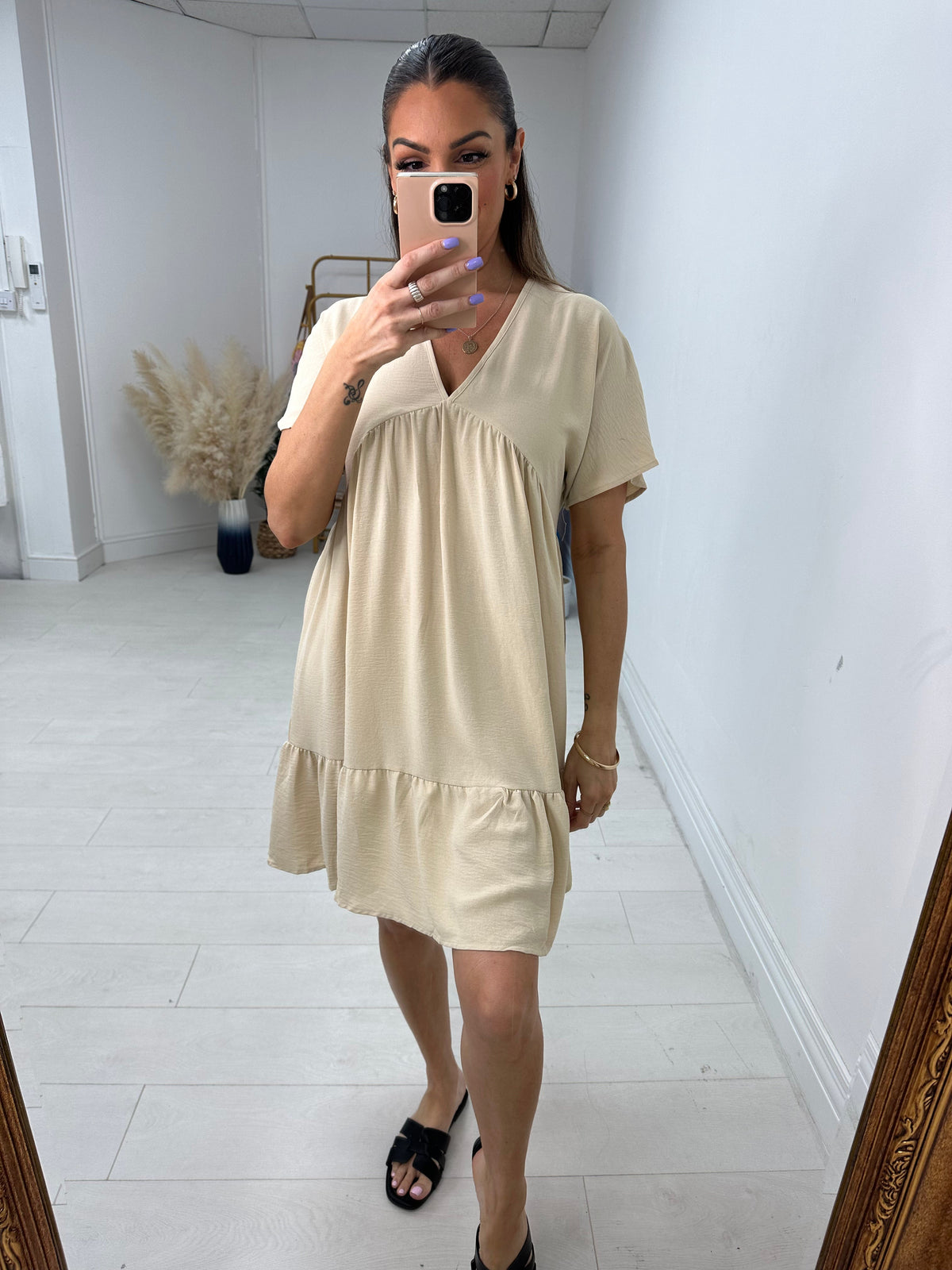 Amyra Floaty Tiered Smock Dress