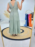 Sheldon V Neck Tiered Hem Dress