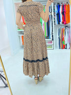 Leonora Leopard Print Ruffle Hem Maxi Dress