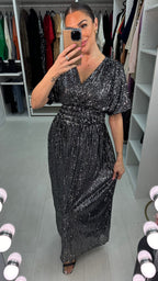 Liberty Sequin Shirred Waist Maxi Dress