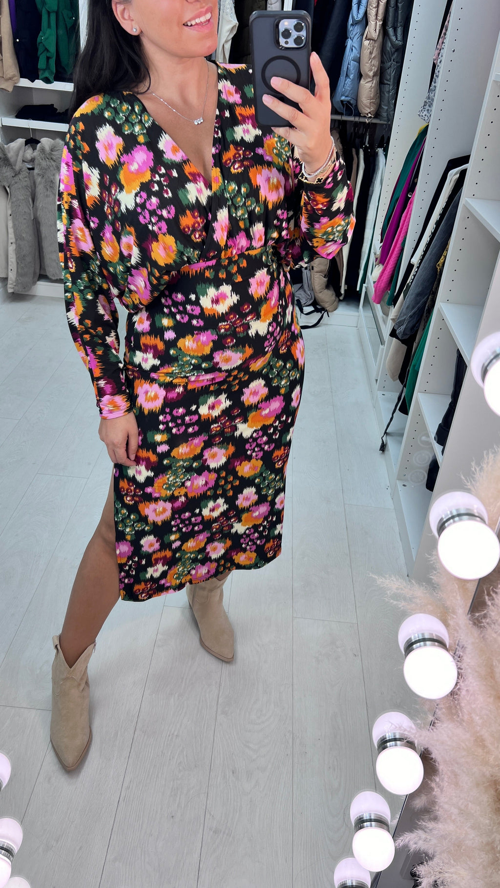Petunia Abstract Floral Print Maxi Dress
