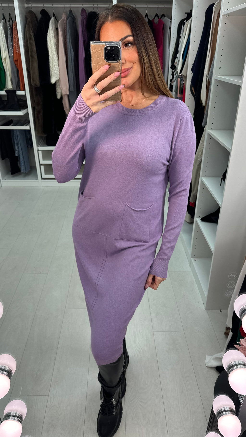 Adrienne Plain Front Pocket Jumper Dress
