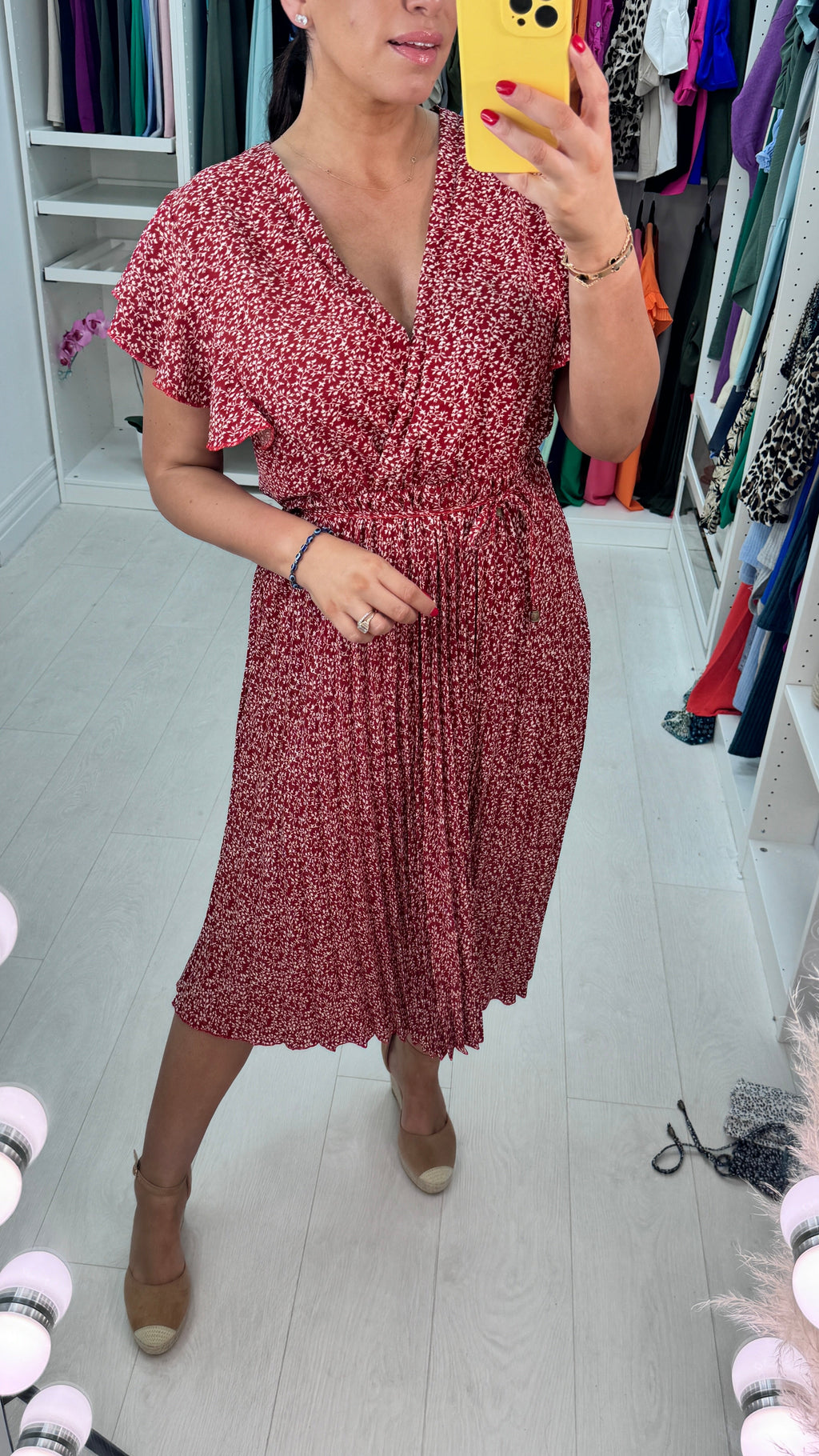 Trudy Wrap Effect Pleat Dress