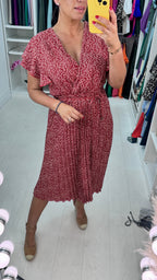 Trudy Wrap Effect Pleat Dress