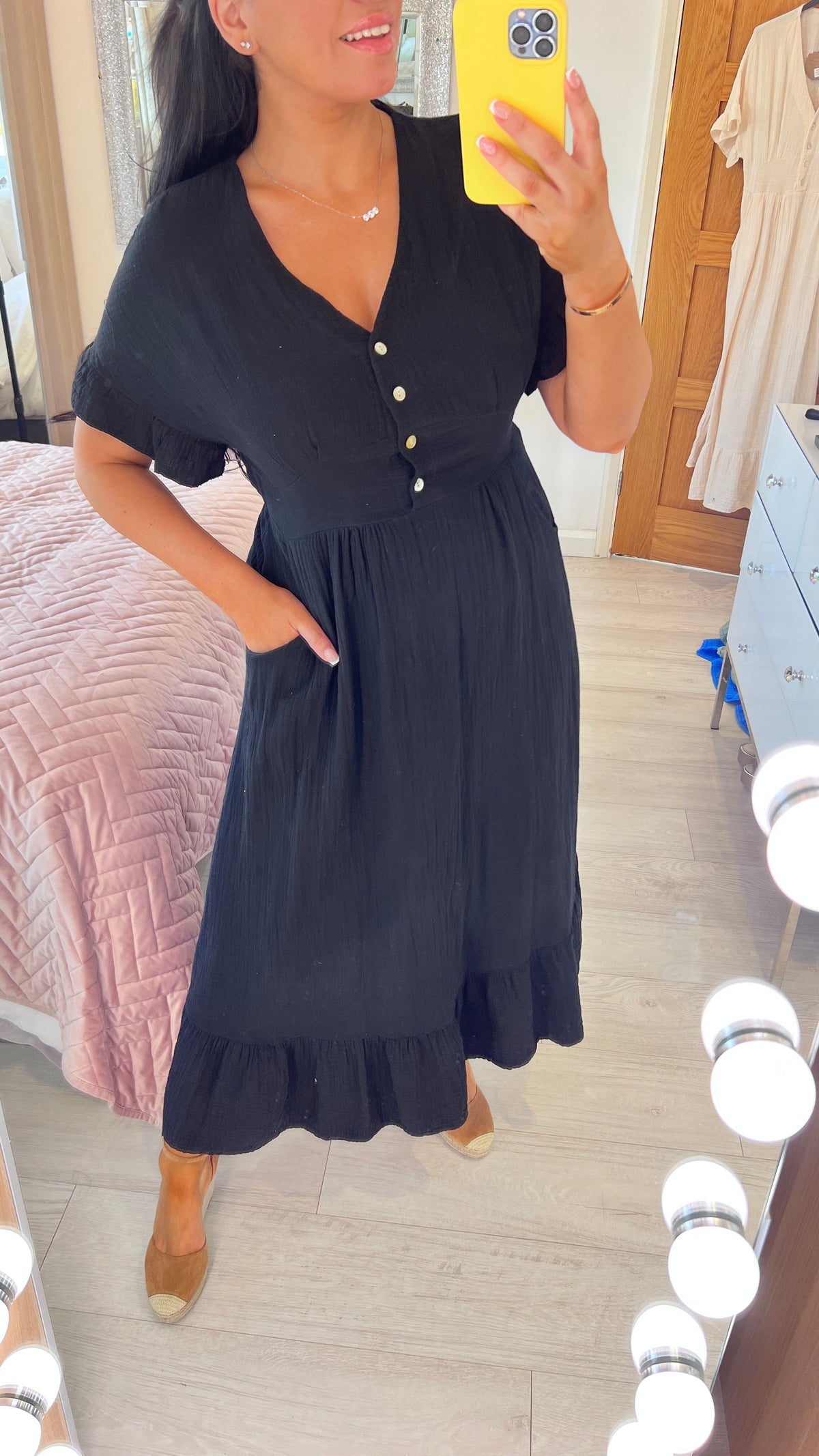 Nissi Cheesecloth Ruffle Hem Maxi Dress