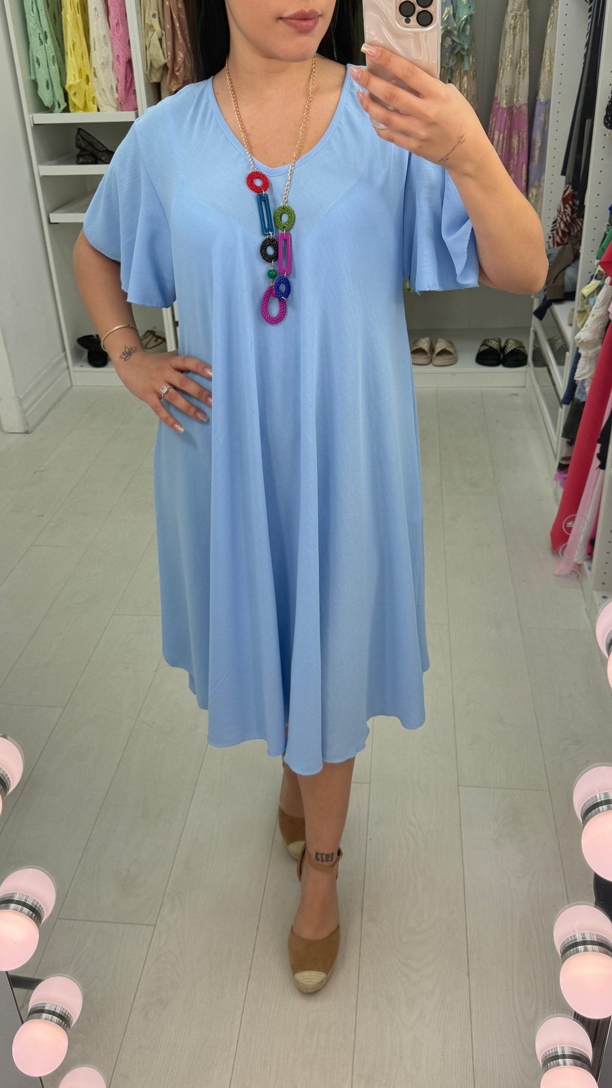 Amira Loose Fit Dress With Necklace