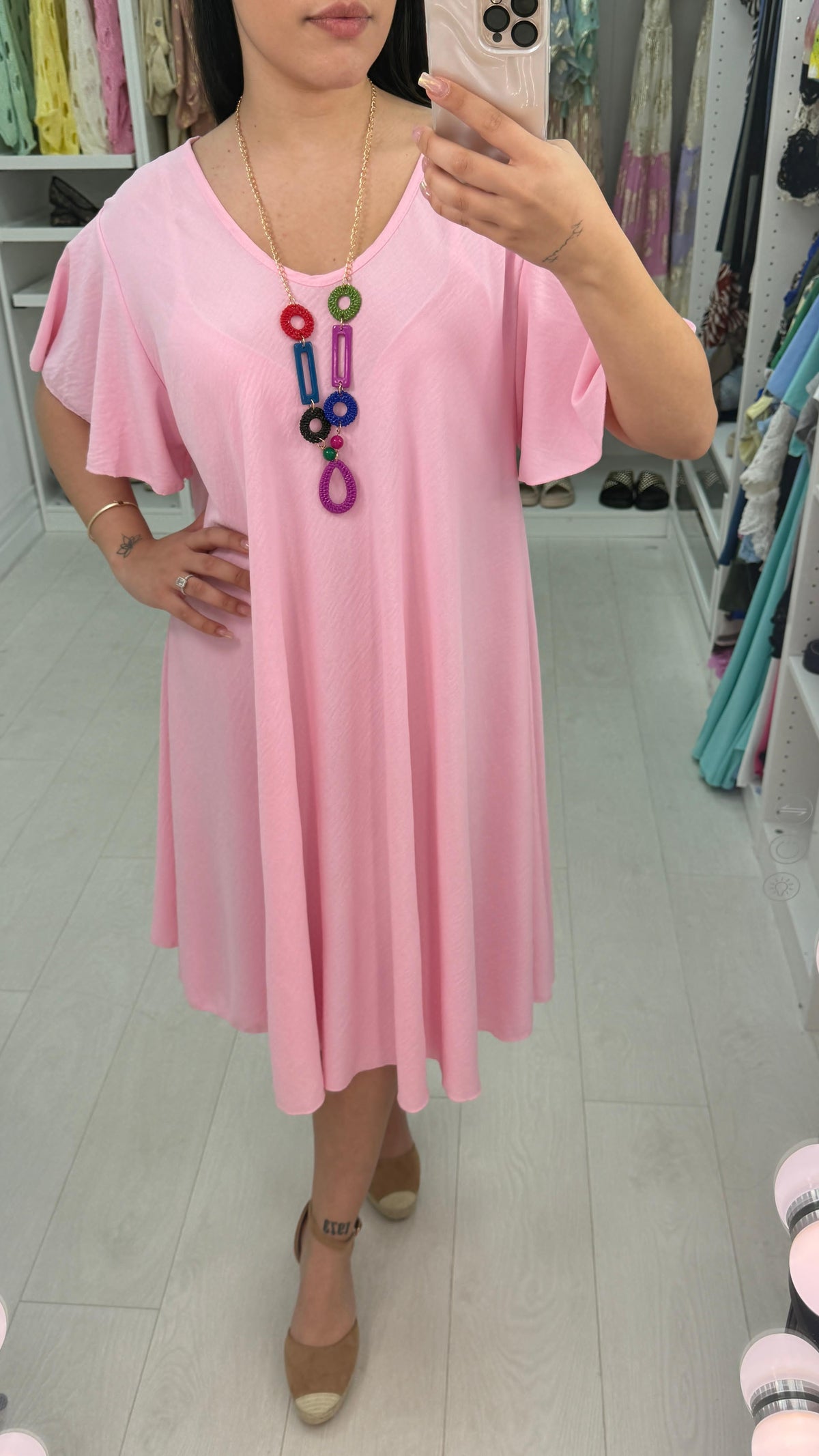 Amira Loose Fit Dress With Necklace