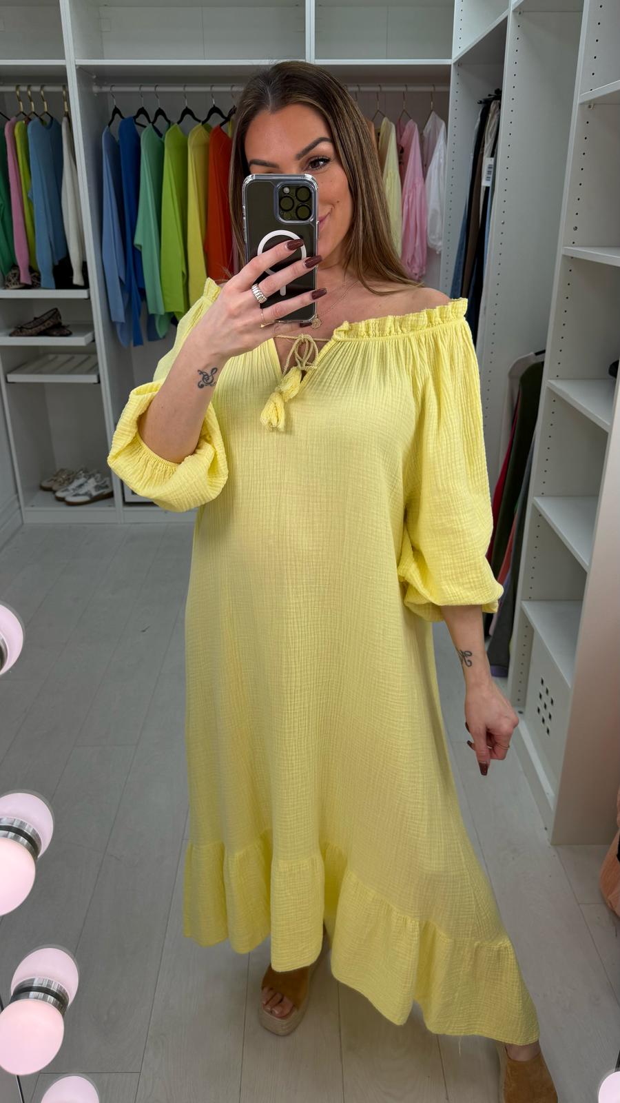 Ainsley Plain Cheesecloth Maxi Dress