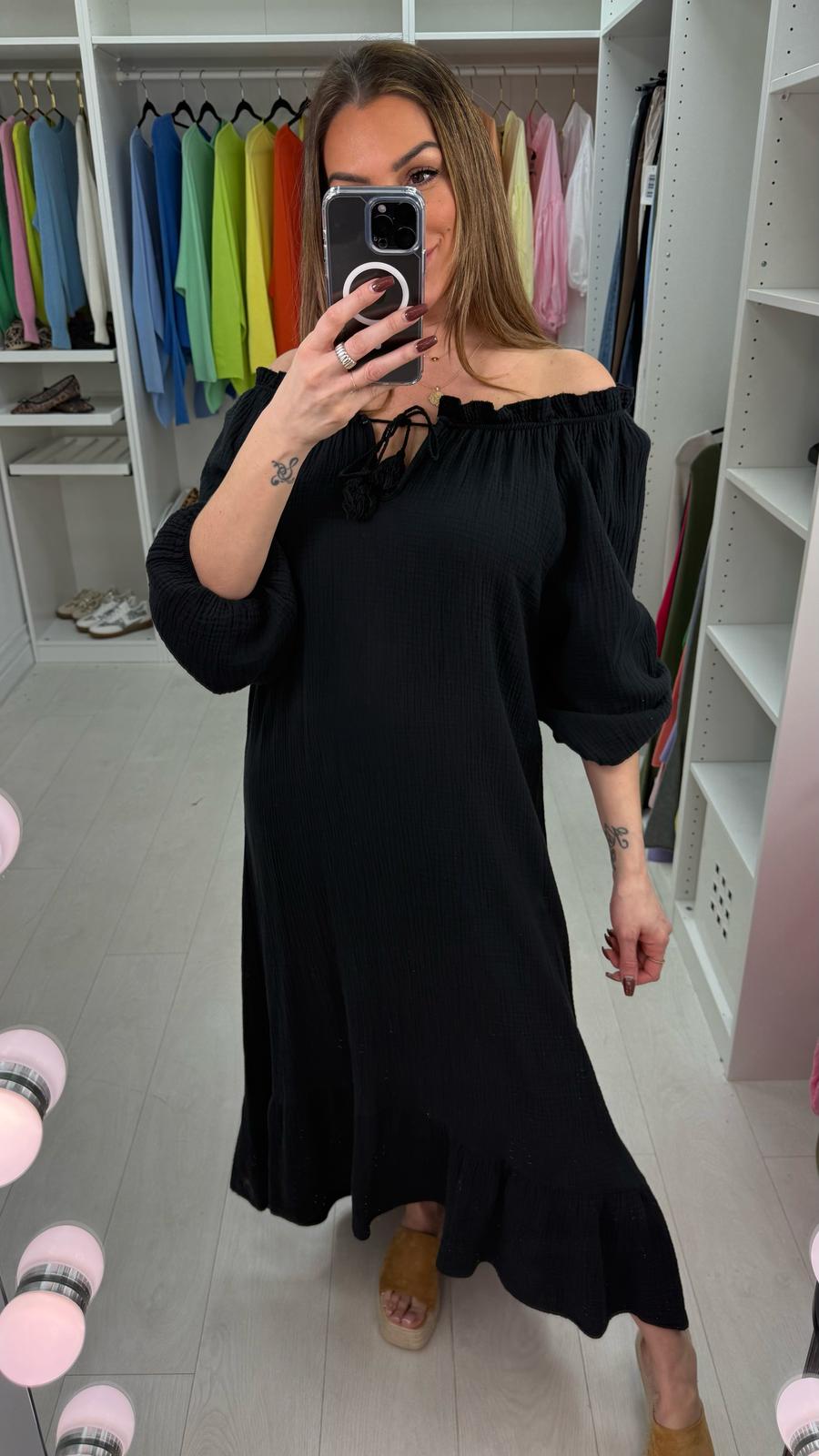 Ainsley Plain Cheesecloth Maxi Dress