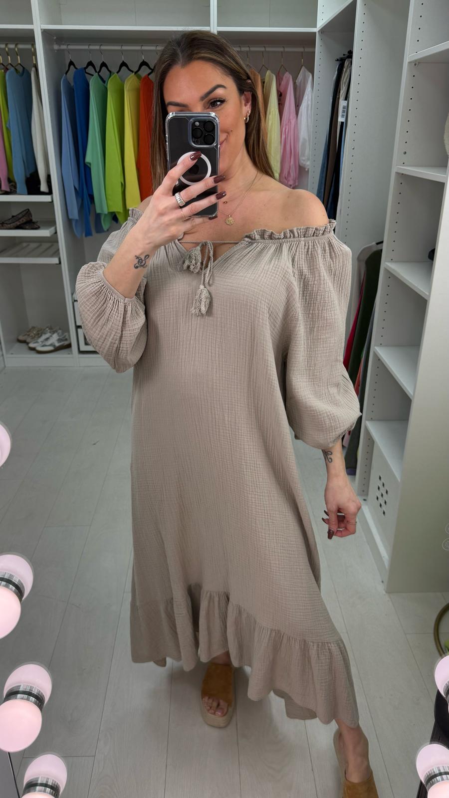 Ainsley Plain Cheesecloth Maxi Dress