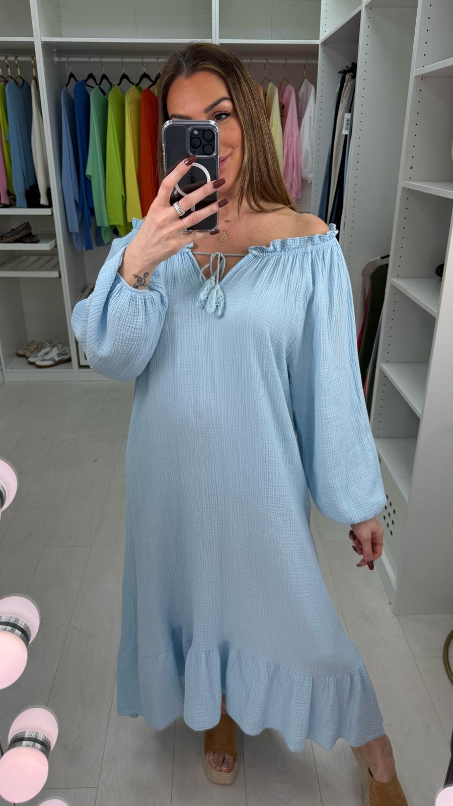 Ainsley Plain Cheesecloth Maxi Dress
