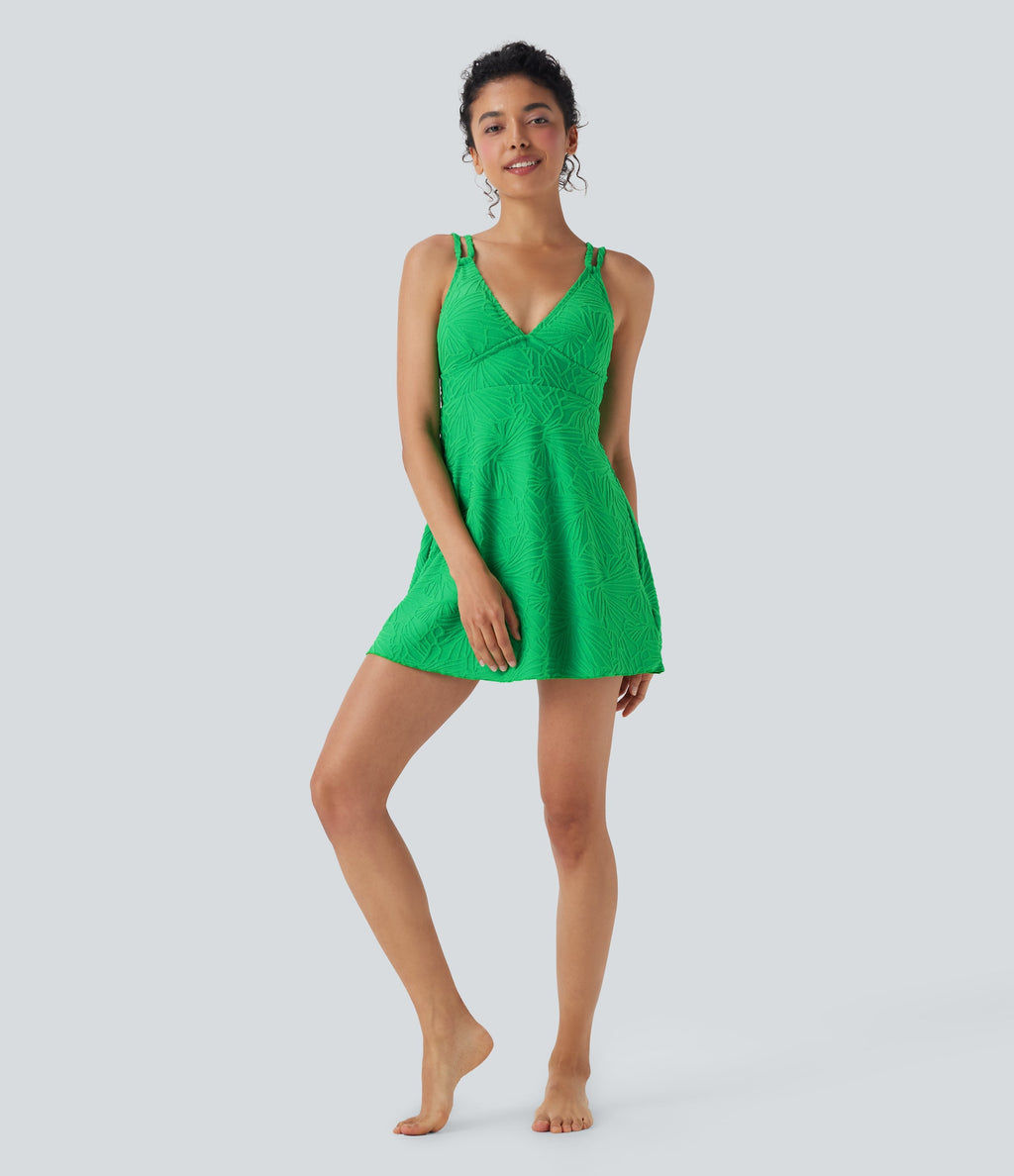 Cut Out 2-in-1 Mini Swim Dress