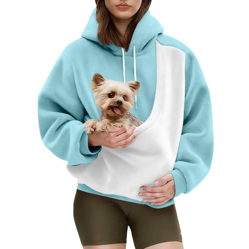 Flannel Pet Carrier Hoodie — Warm, Cozy & Convenient Kangaroo Pouch Sweatshirt for You and Your Pet