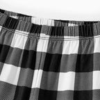 "Family Christmas 2025" Letter Printed Black Long Sleeve Top with Black And White Plaid Pants Family Matching Pajamas