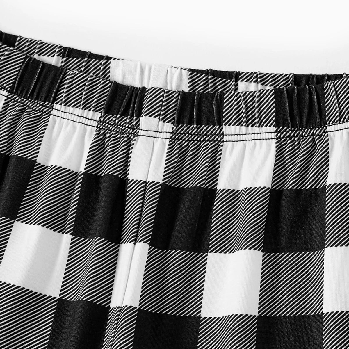 "Family Christmas 2025" Letter Printed Black Long Sleeve Top with Black And White Plaid Pants Family Matching Pajamas