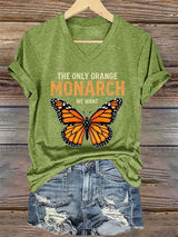 🔥Buy 3 Get 15% Off🔥V-Neck Retro The Only Orange Monarch We Want Print T-Shirt