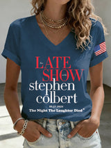 🔥Buy 3 Get 15% Off🔥V-Neck Retro Late Show 05.21.2026 The Night The Laughter Died Print T-Shirt