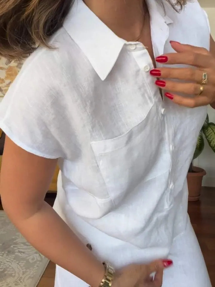 CLEARANCE🔥Casual solid color cotton and linen pants two-piece set