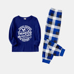 Christmas Make Memories Together 2025 Print Blue and White Plaid Family Matching Pajamas