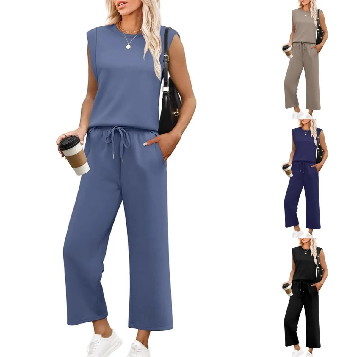 2025 New Women's  Sleeveless Top & Wide-Leg Pants 2-Piece Set
