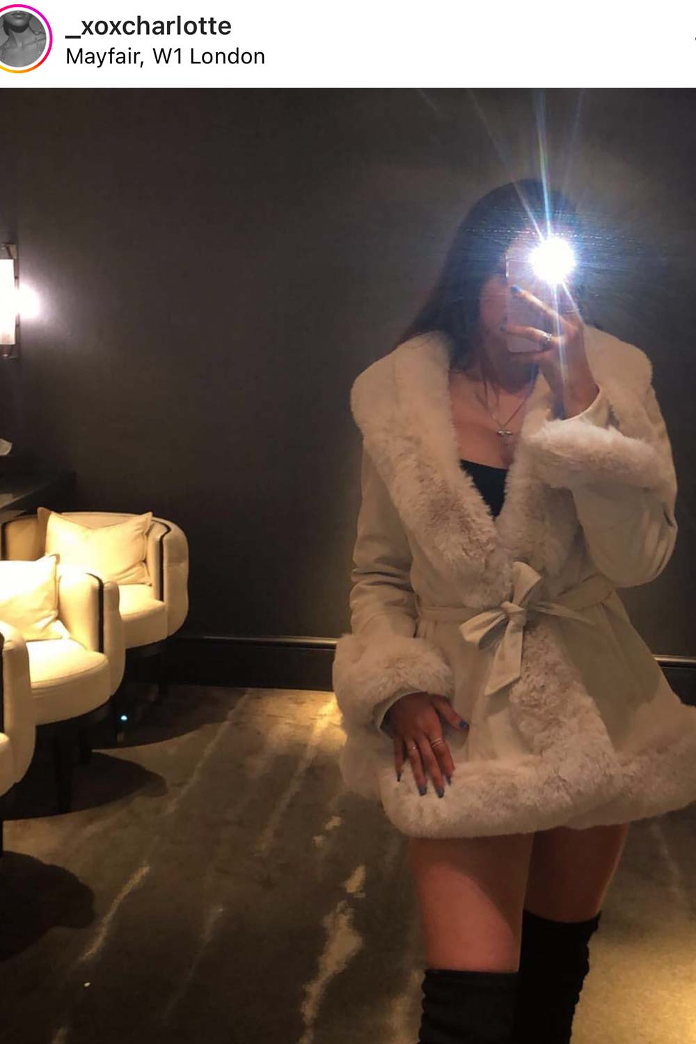 Faux Leather Faux Fur Belted Jacket Cream