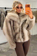 Faux Fur Coat Beige Colourway