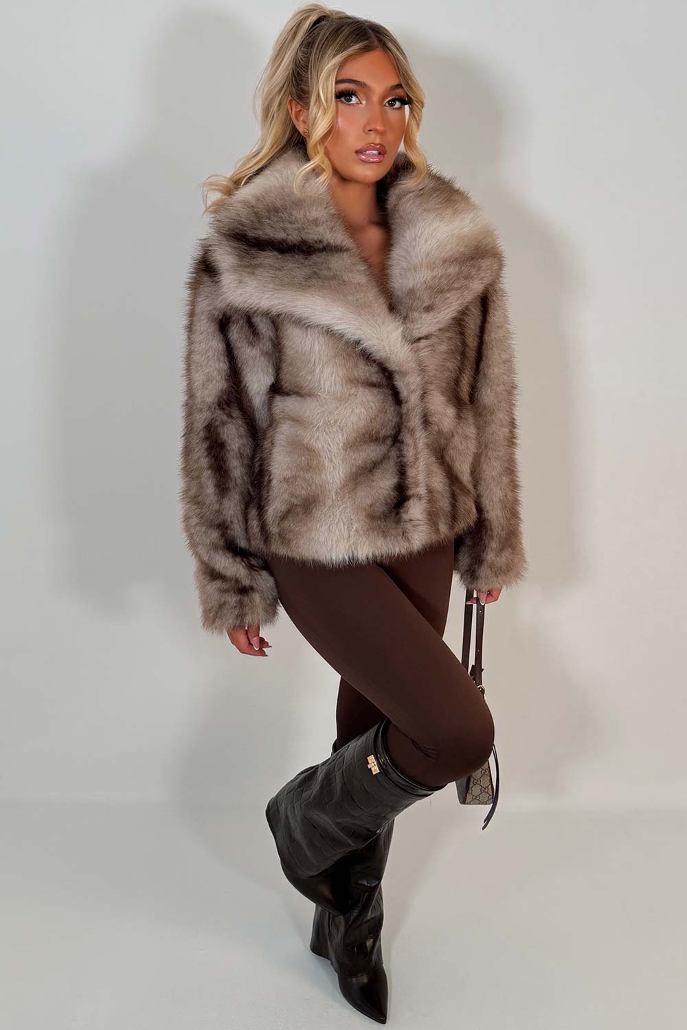 Faux Fur Coat Beige Colourway