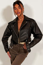 Brown Faux Leather Jacket