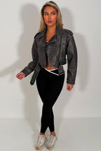 Faux Leather Jacket Grey