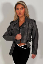 Faux Leather Jacket Grey