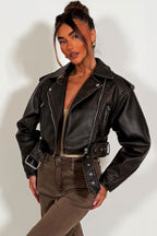 Brown Faux Leather Jacket