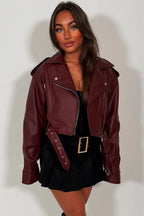 Faux Leather Jacket Burgundy