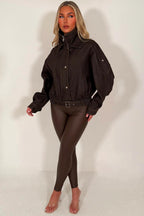 Denim Bomber Jacket Brown