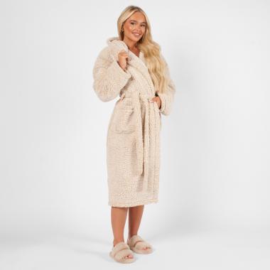 Teddy Marl Dressing Gown Floor Length, Adults - Charcoal