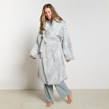 Teddy Marl Dressing Gown Floor Length, Adults - Charcoal